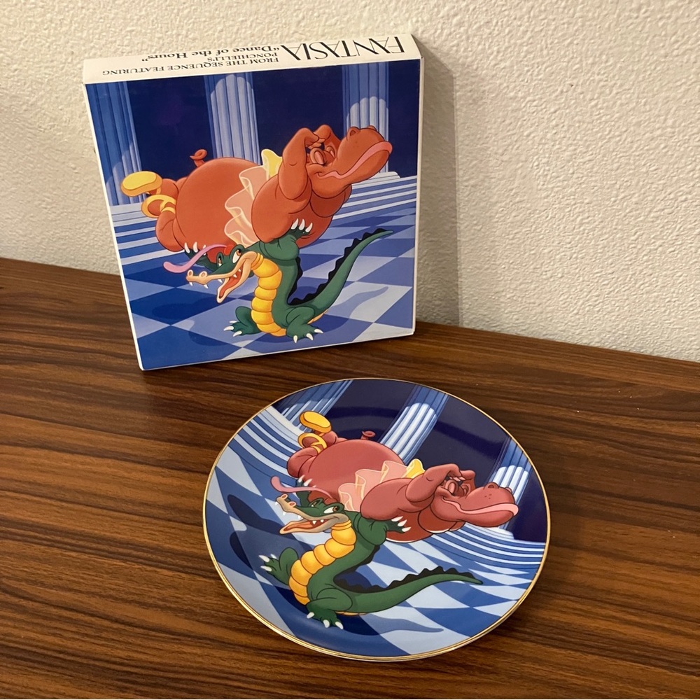 Vintage Disney Plate "Fantasia Dance of the Hours" 50th Anniversary 1990 hippo